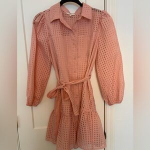 entro Blush Eyelet Dress with Tie Waist